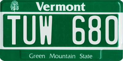 VT license plate TUW680