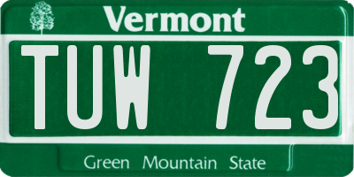 VT license plate TUW723