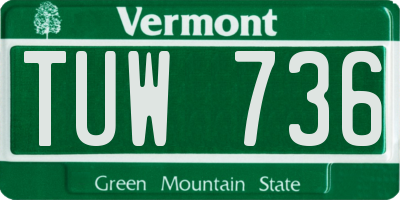 VT license plate TUW736