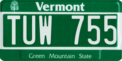 VT license plate TUW755