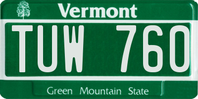 VT license plate TUW760