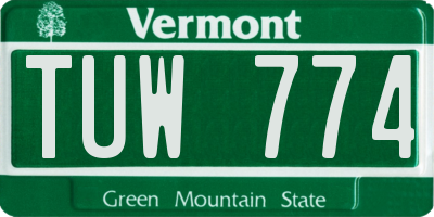 VT license plate TUW774