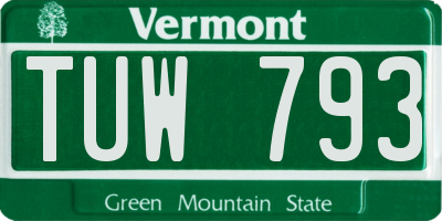 VT license plate TUW793