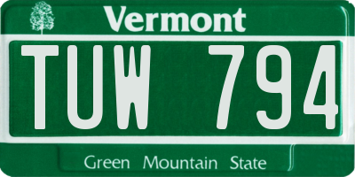 VT license plate TUW794