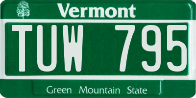 VT license plate TUW795