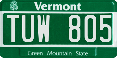 VT license plate TUW805