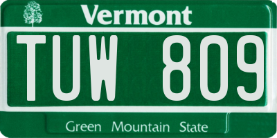 VT license plate TUW809