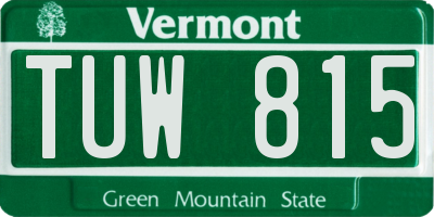 VT license plate TUW815