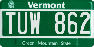 VT license plate TUW862