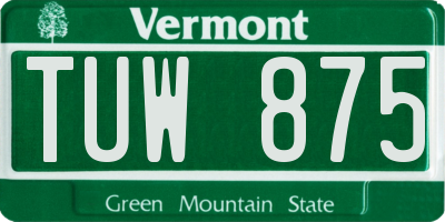VT license plate TUW875