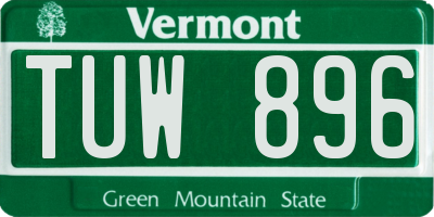 VT license plate TUW896