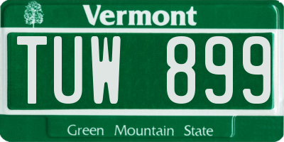 VT license plate TUW899