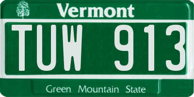 VT license plate TUW913