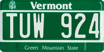 VT license plate TUW924
