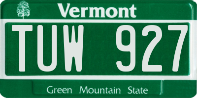 VT license plate TUW927