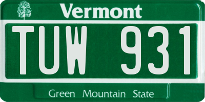 VT license plate TUW931