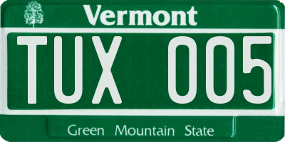 VT license plate TUX005