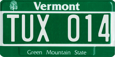VT license plate TUX014