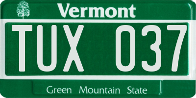 VT license plate TUX037