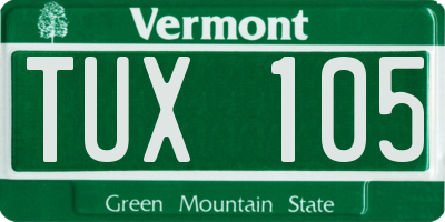 VT license plate TUX105