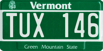 VT license plate TUX146