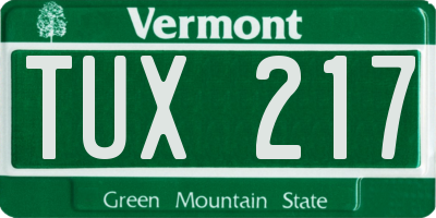 VT license plate TUX217
