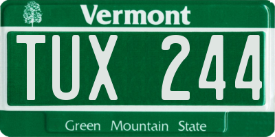 VT license plate TUX244