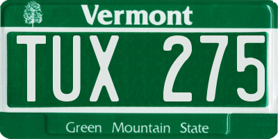 VT license plate TUX275