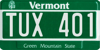 VT license plate TUX401