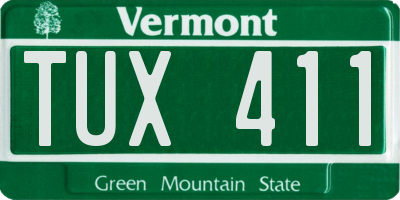VT license plate TUX411