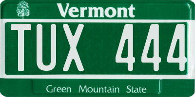 VT license plate TUX444