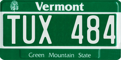 VT license plate TUX484