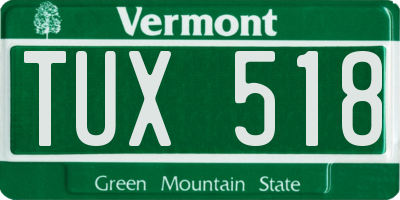VT license plate TUX518