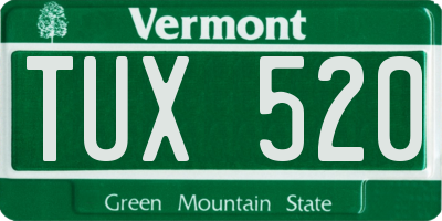 VT license plate TUX520