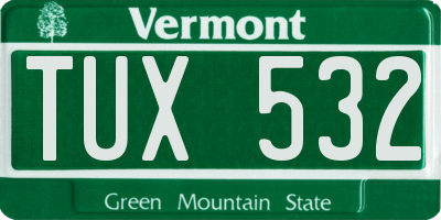 VT license plate TUX532