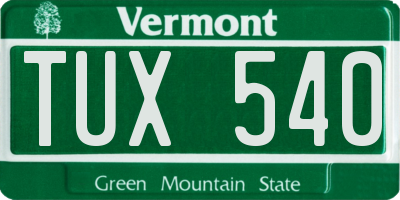 VT license plate TUX540