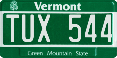 VT license plate TUX544