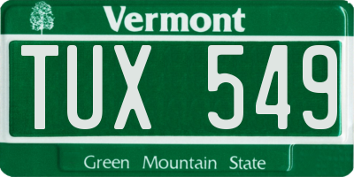 VT license plate TUX549