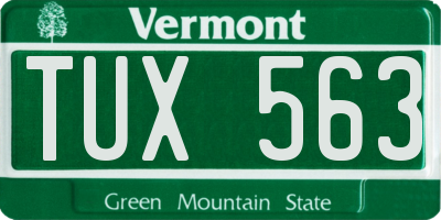 VT license plate TUX563