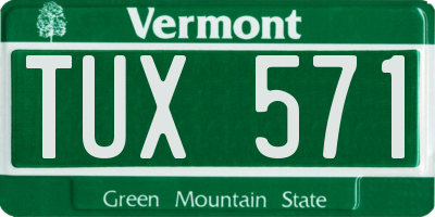 VT license plate TUX571