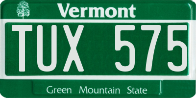 VT license plate TUX575