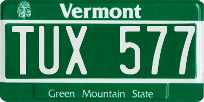 VT license plate TUX577