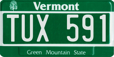VT license plate TUX591