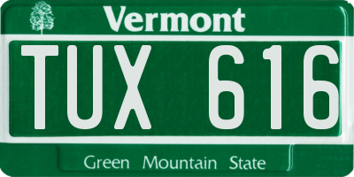 VT license plate TUX616