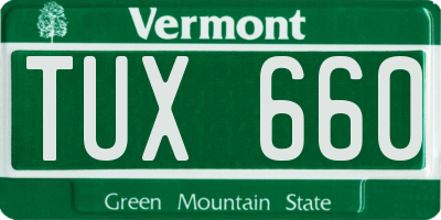 VT license plate TUX660