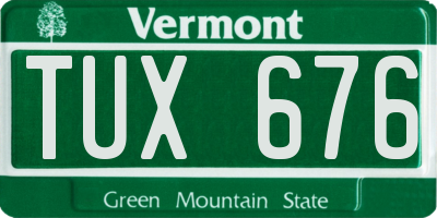VT license plate TUX676