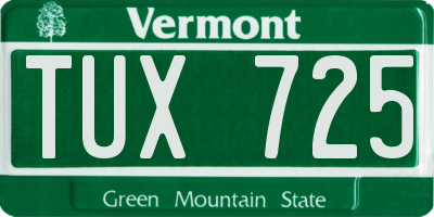 VT license plate TUX725