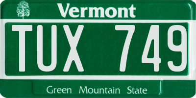 VT license plate TUX749
