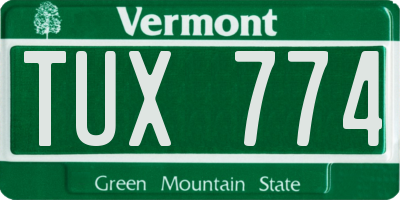 VT license plate TUX774