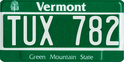 VT license plate TUX782